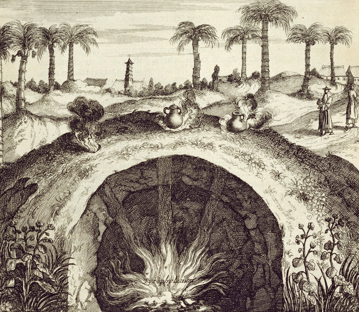 巨型地下蒸汽锅，来自中国Athanasius Kircher的插图（1601-80）1667 作者 荷兰学校