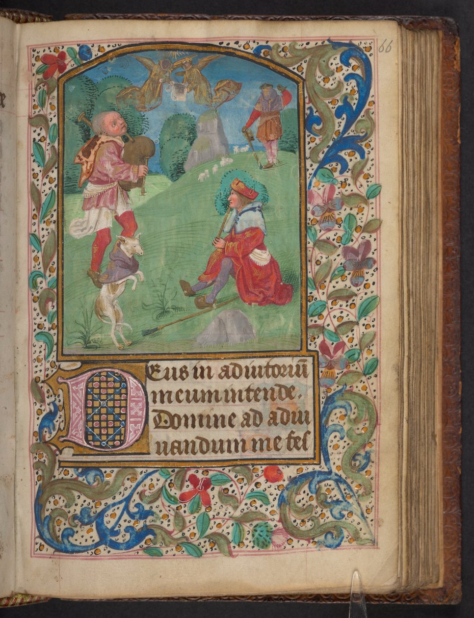 牧羊人的圣母领报》，哈雷 2923，f.66r，约 1480 年（牛皮纸） 作者 荷兰学校
