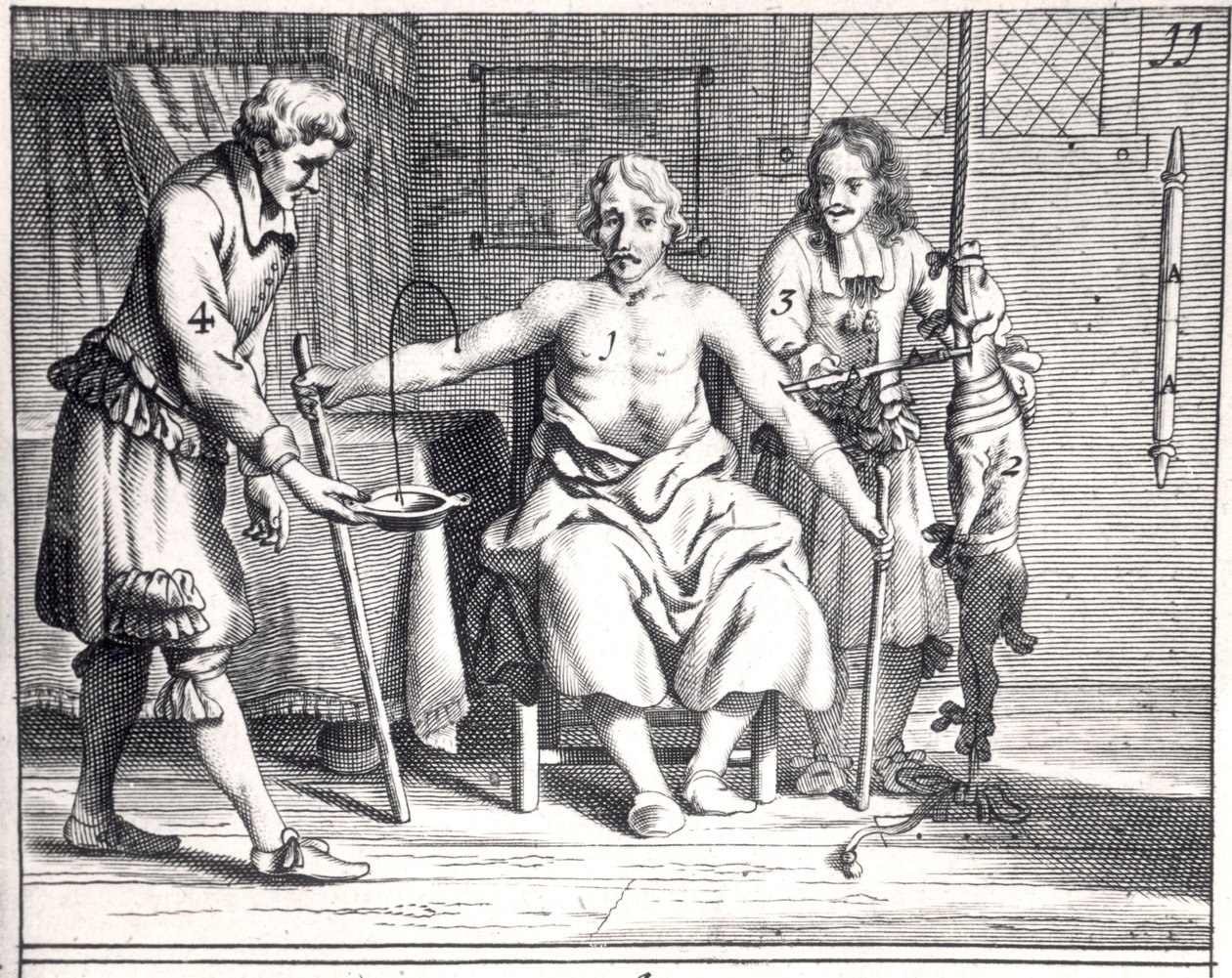 来自Armamentarii Chirurgici的狗的输血由Johannes Schultes（1595-1645）于1671年在阿姆斯特丹出版 作者 荷兰学校