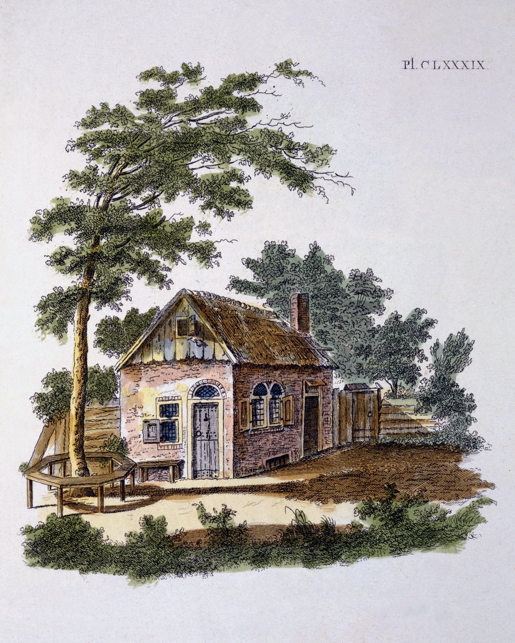 来自G. van Laar的Garden of Gems杂志的小屋，出版于1802年 作者 荷兰学校