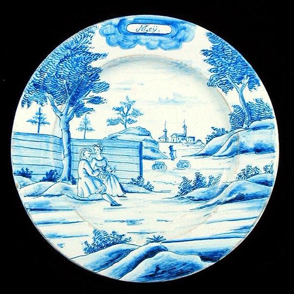 描绘五月的德莱夫盘(锡釉陶器) 作者 荷兰学校