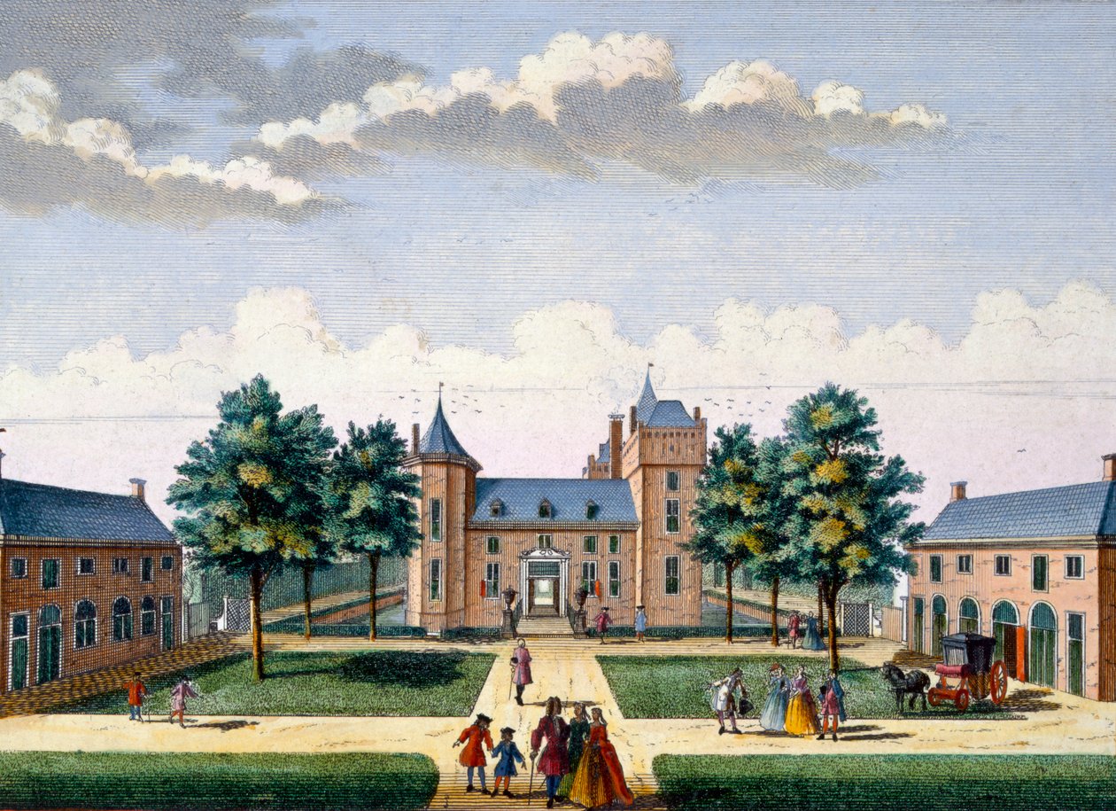 Assumburg城堡的立面，由Het Zeganpralent Kennemerlant由Hendrick de Leth和Matthias Brouerius Van Nidek出版，出版于17-17-1730 作者 荷兰学校