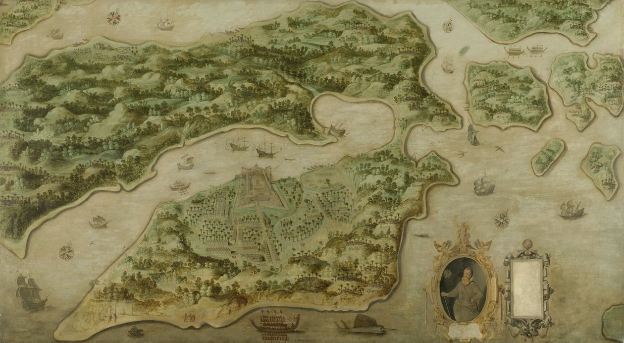 维多利亚堡在安博伊纳岛上，1617年 作者 荷兰学校