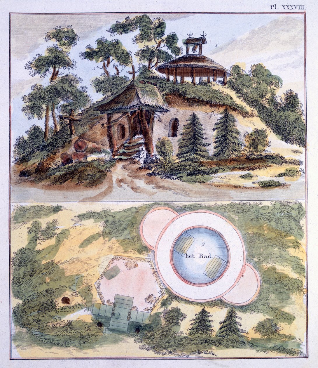 花园装饰品，来自G. van Laar的“花园宝石杂志”，出版于1802年 作者 荷兰学校