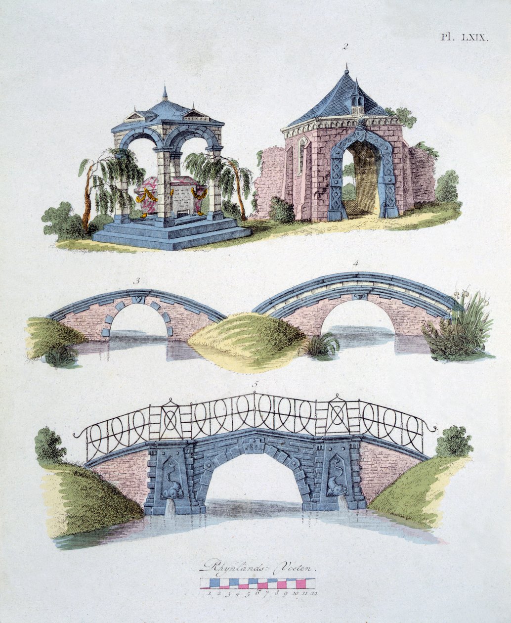 花园装饰品，来自G. van Laar的“花园宝石杂志”，出版于1802年 作者 荷兰学校