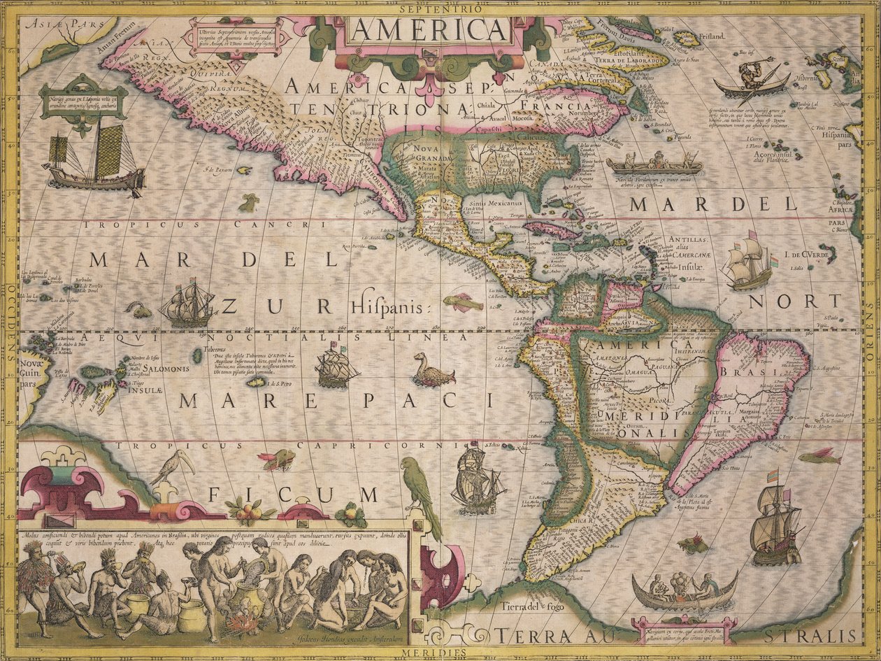 美国地图，墨卡托地图集，酒吧。作者：Jodocus Hondius（1563-1612），阿姆斯特丹，1606 作者 荷兰学校