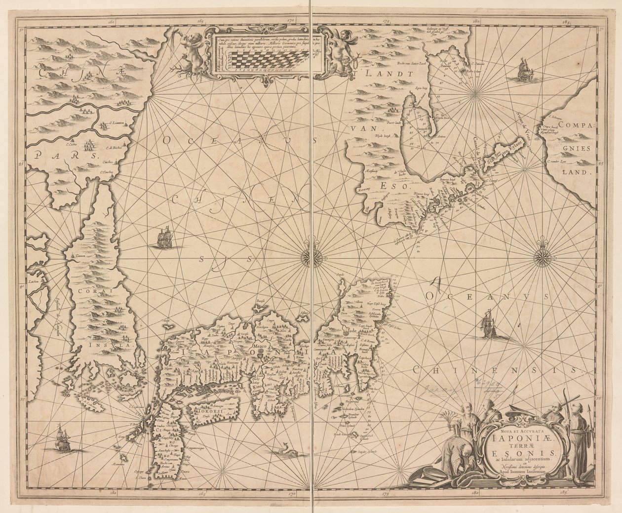 日本地图，Nova et accurata Japoniae, Terrae Esonis ac Insularum adjacentium ex nivissimâe detectione descriptio 作者 荷兰学校