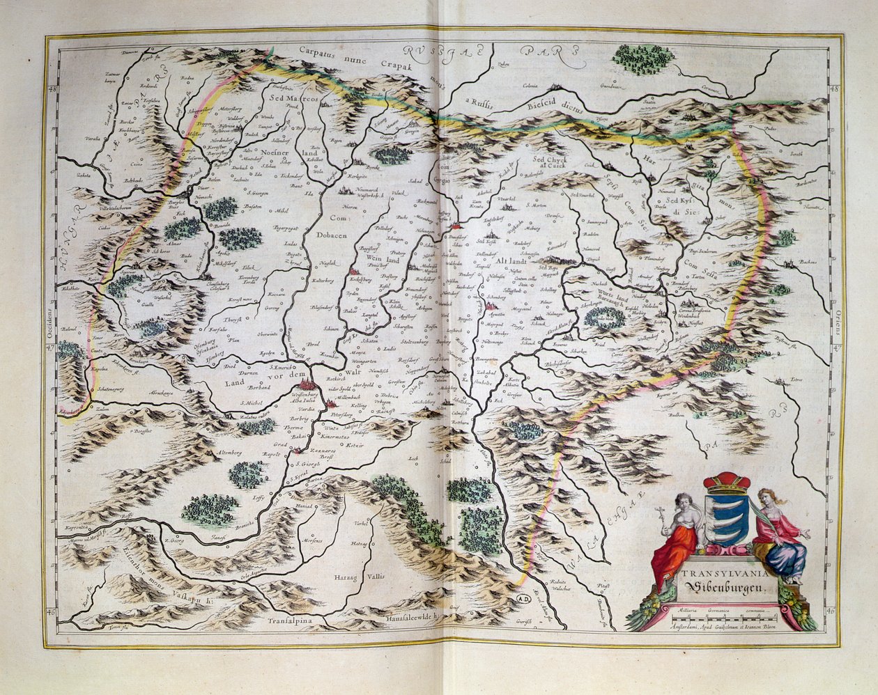 特兰西瓦尼亚地图，从地图集，阿姆斯特丹，1657年 作者 荷兰学校
