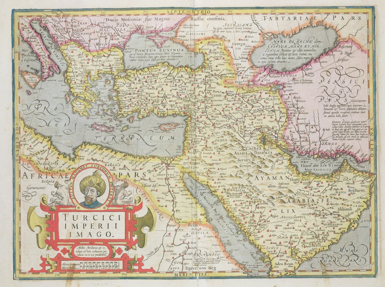 Mercator Atlas酒吧的土耳其帝国地图。作者：Jodocus Hondius（1563-1612）阿姆斯特丹，1606 作者 荷兰学校