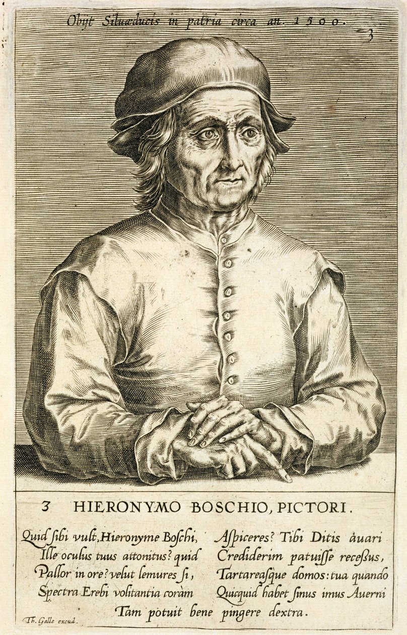Hieronymus Bosch（c.1450-1516）的肖像画3在艺术家的一系列肖像画中，由Theodor Galle雕刻（1571-1633） 作者 荷兰学校