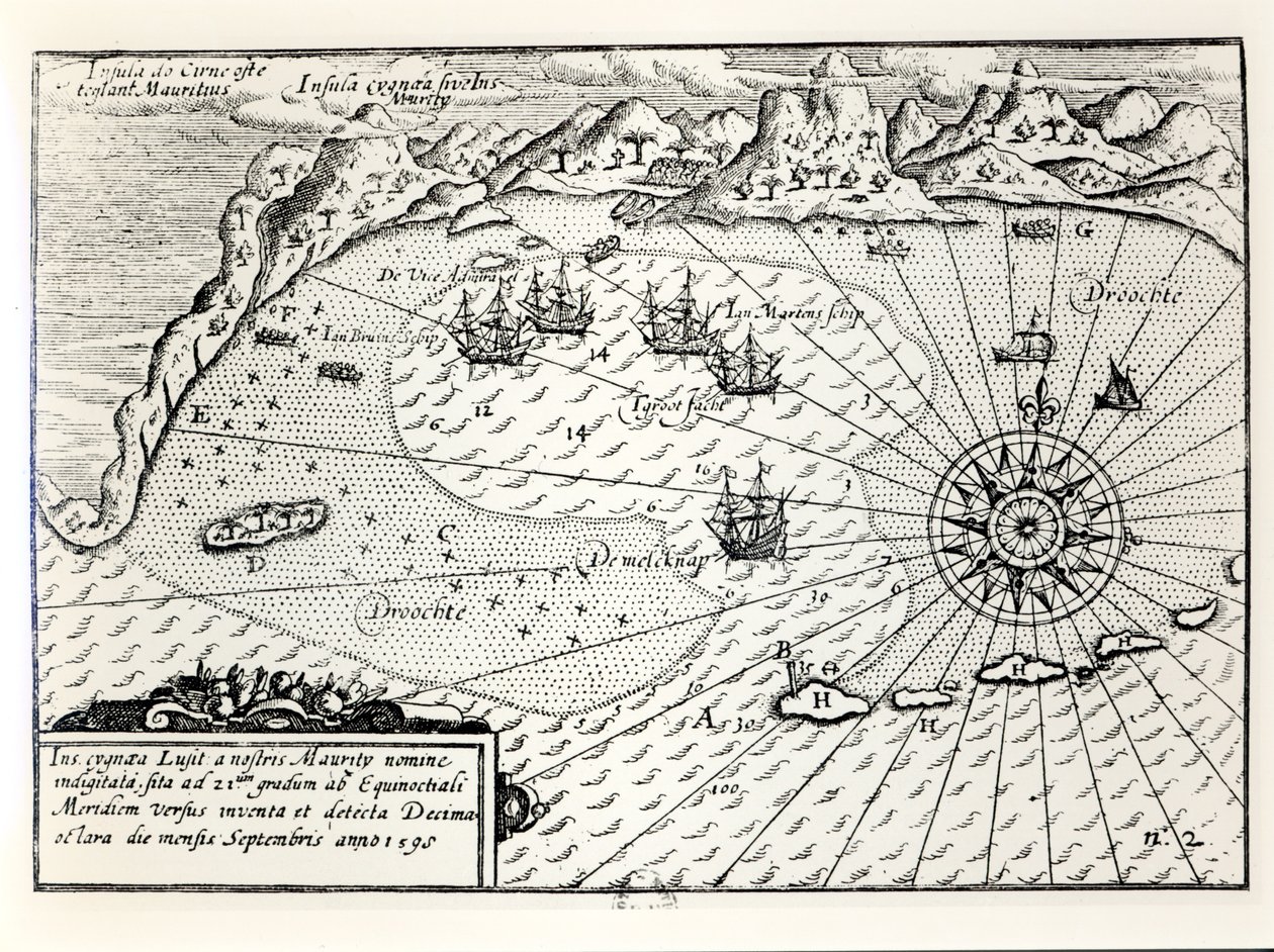 1598年9月抵达毛里求斯东南港的海军上将Wybrandt Van Warwijcks Flotilla抵达 作者 荷兰学校