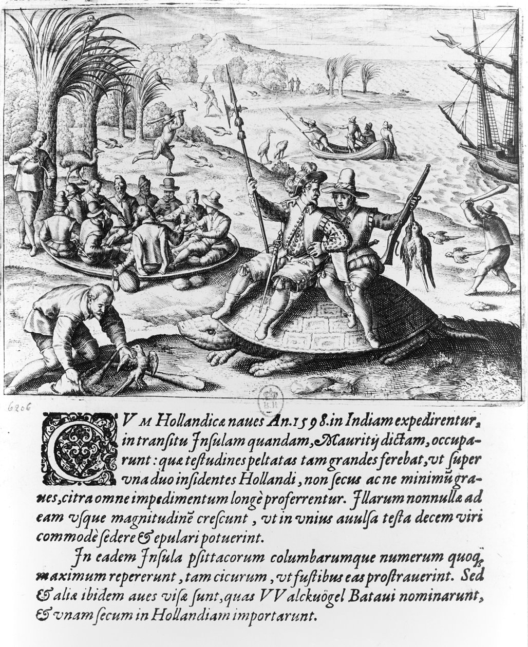 1598年在毛里求斯的荷兰人，由de Bry雕刻 作者 荷兰学校