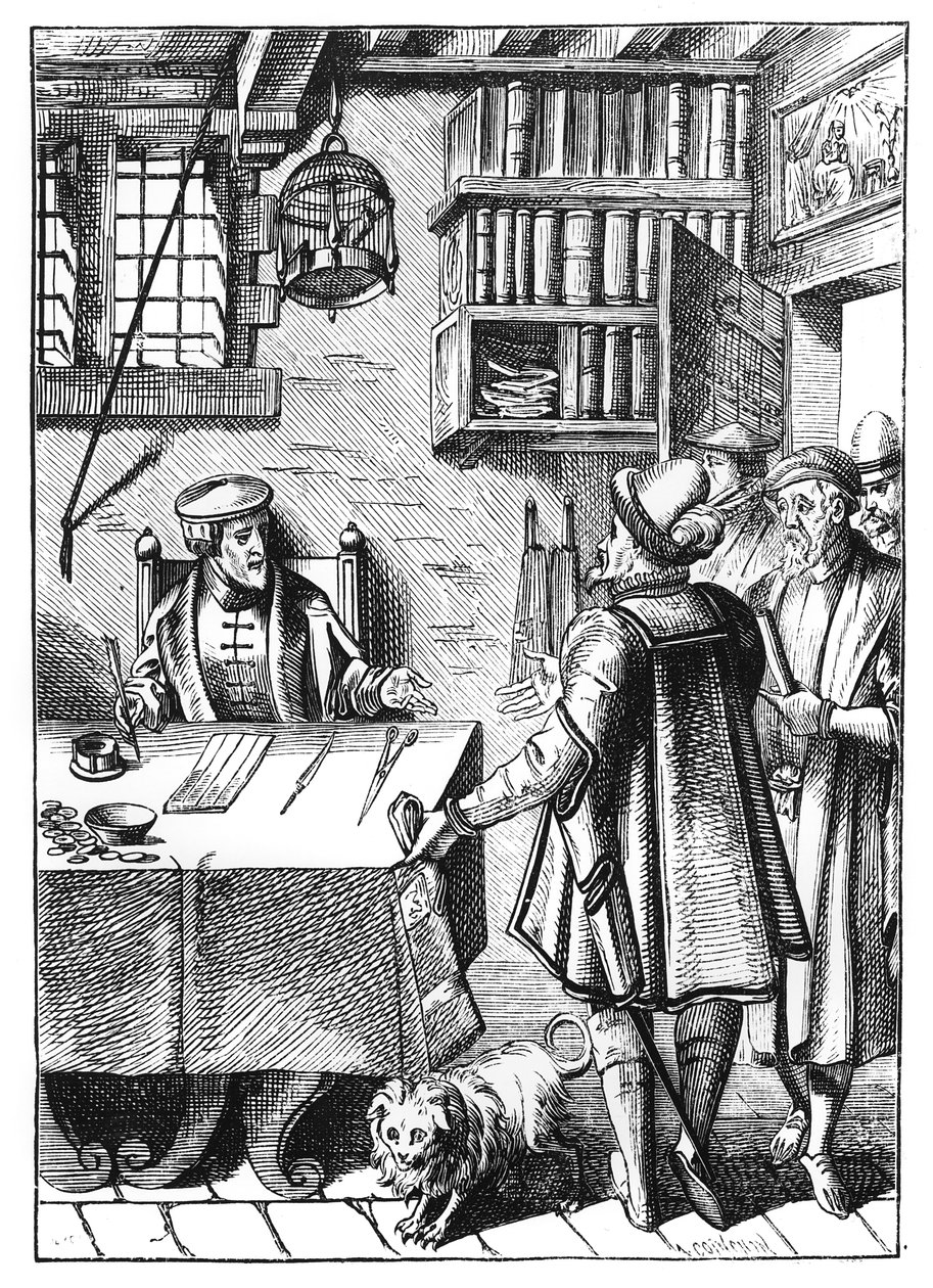 由Joos de Damhouder（1507-81）在Praxis Rerum Civilium木刻后的税务接收人出版了安特卫普，1557年 作者 荷兰学校