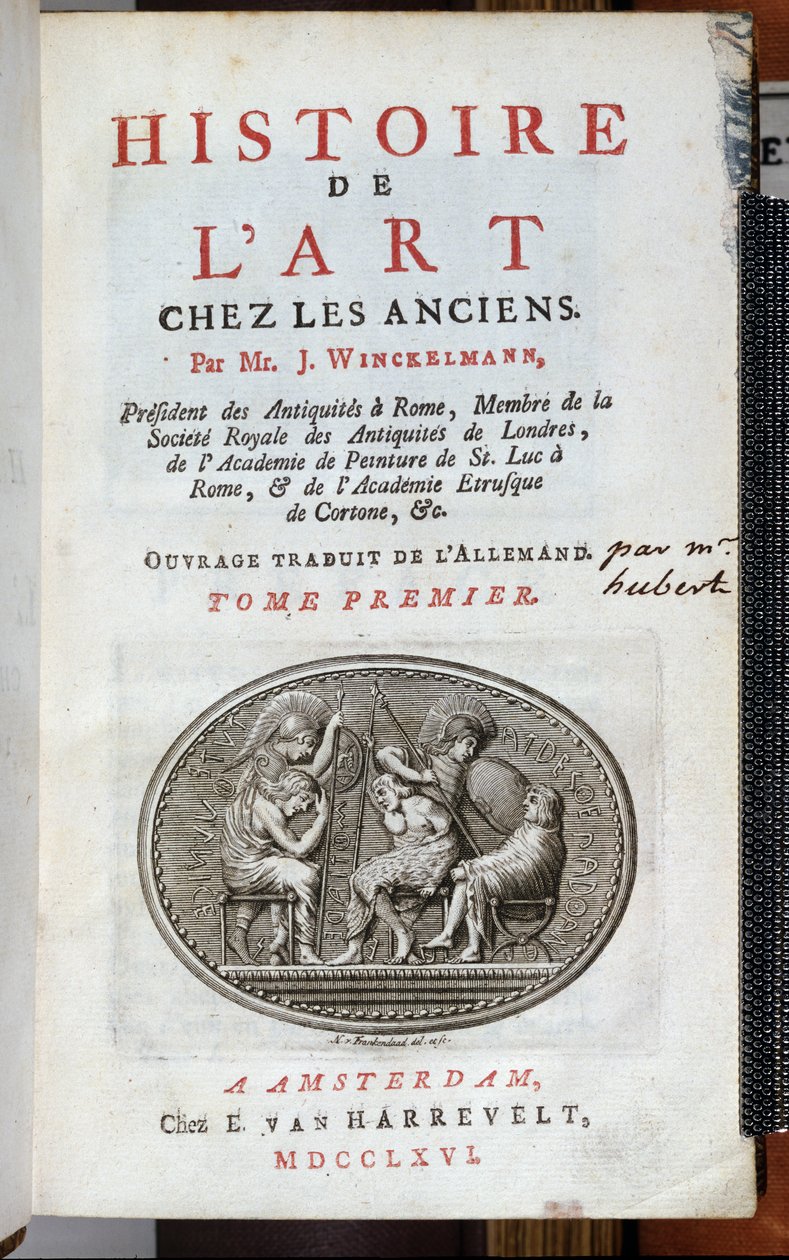 约翰·约阿希姆·温克尔曼（1717-68）在古代艺术史上的标题页，出版于1766年的阿姆斯特丹 作者 荷兰学校