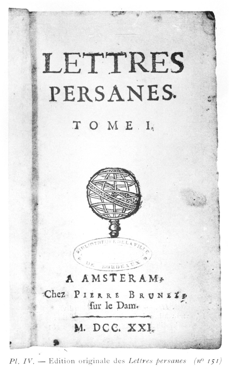 Charles de Montesquieu（1689-1755）1721年的波斯文字标题页 作者 荷兰学校