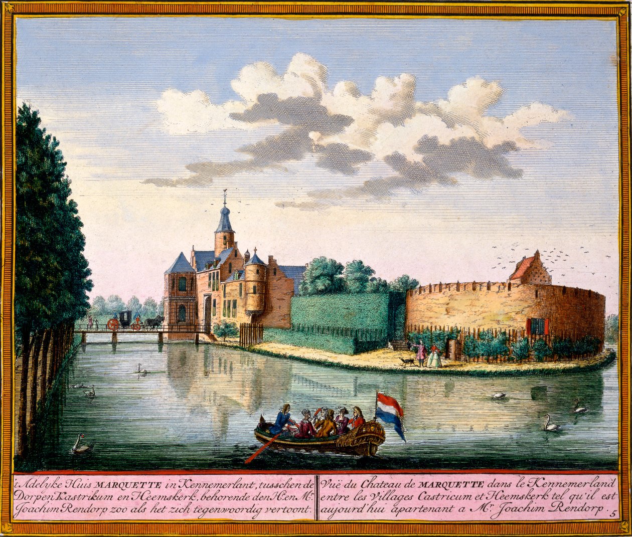 Kennemerland的Marquette House，来自Hendrick de Leth的Zeganpralent Kennemerlant和Matthias Brouerius Van Nidek的观点，出版于1700-30 作者 荷兰学校