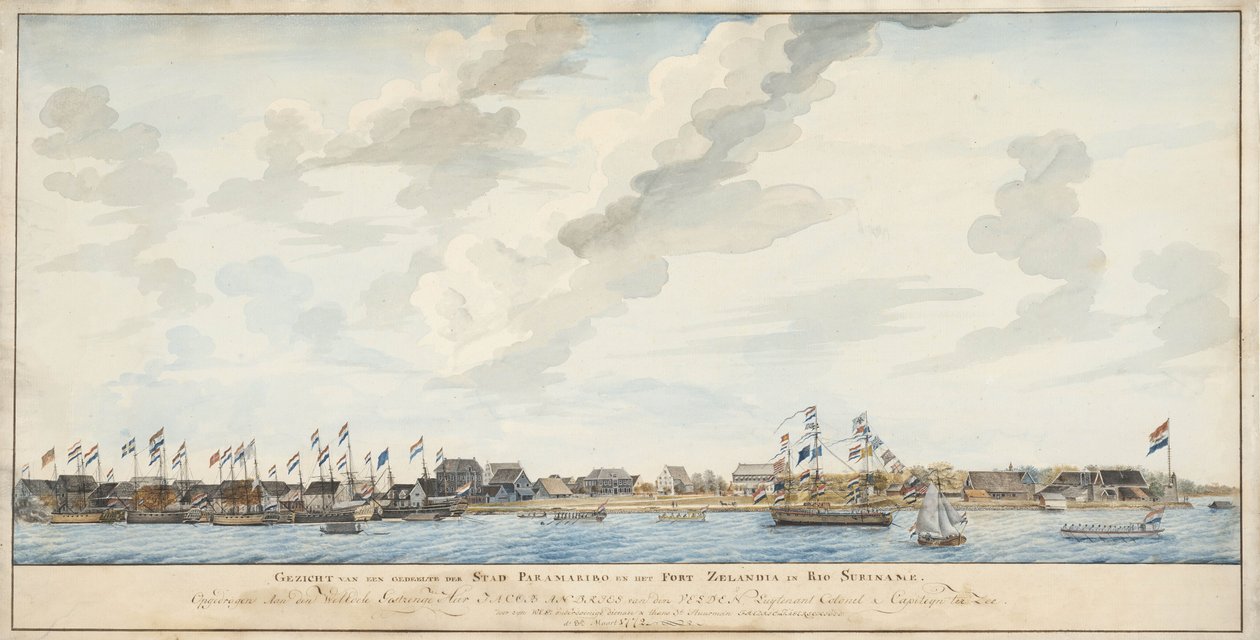帕拉马里博（Paramaribo）和泽兰迪堡（Fort Zeelandia）市景，1772年 作者 荷兰学校