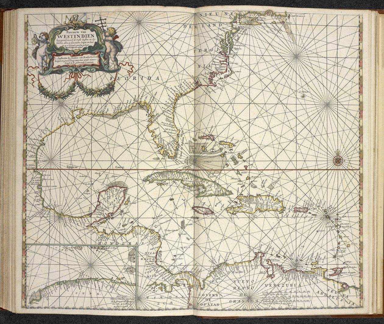 西印度群岛，选自 "De groote nuewwe vermeerde zee-atlas ofte water-werelt。Vertoonende in sigh alle zee-kusten des aardtryks...