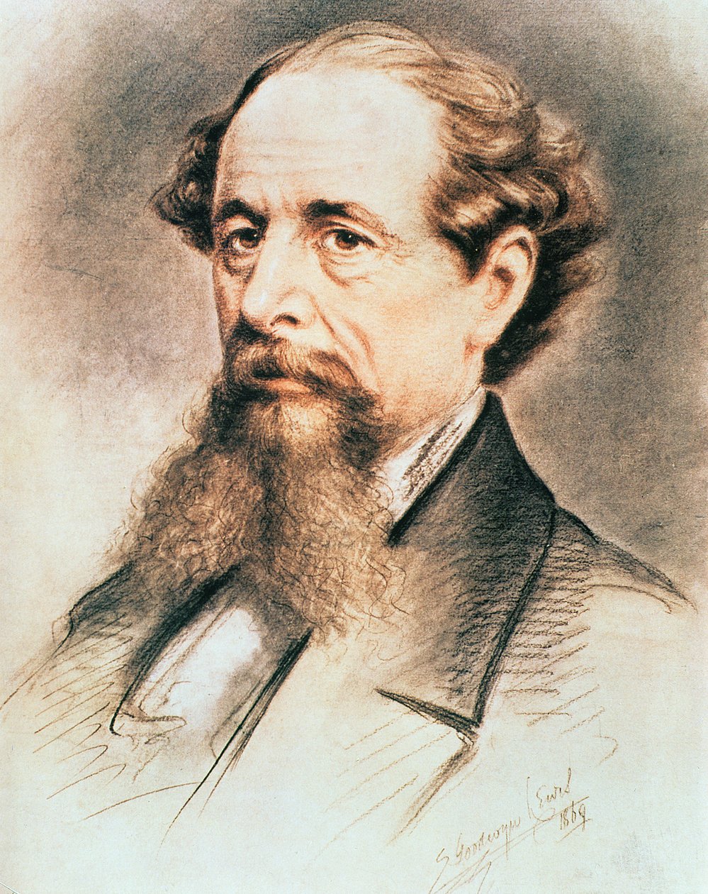 查尔斯狄更斯的肖像，1869年 作者 E·古德温·刘易斯