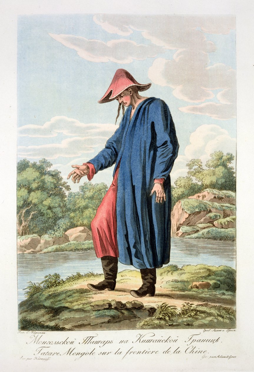 中国边境上的蒙古鞑靼，由Victor Adam（1801-66）和Gros雕刻 作者 卡内杰夫