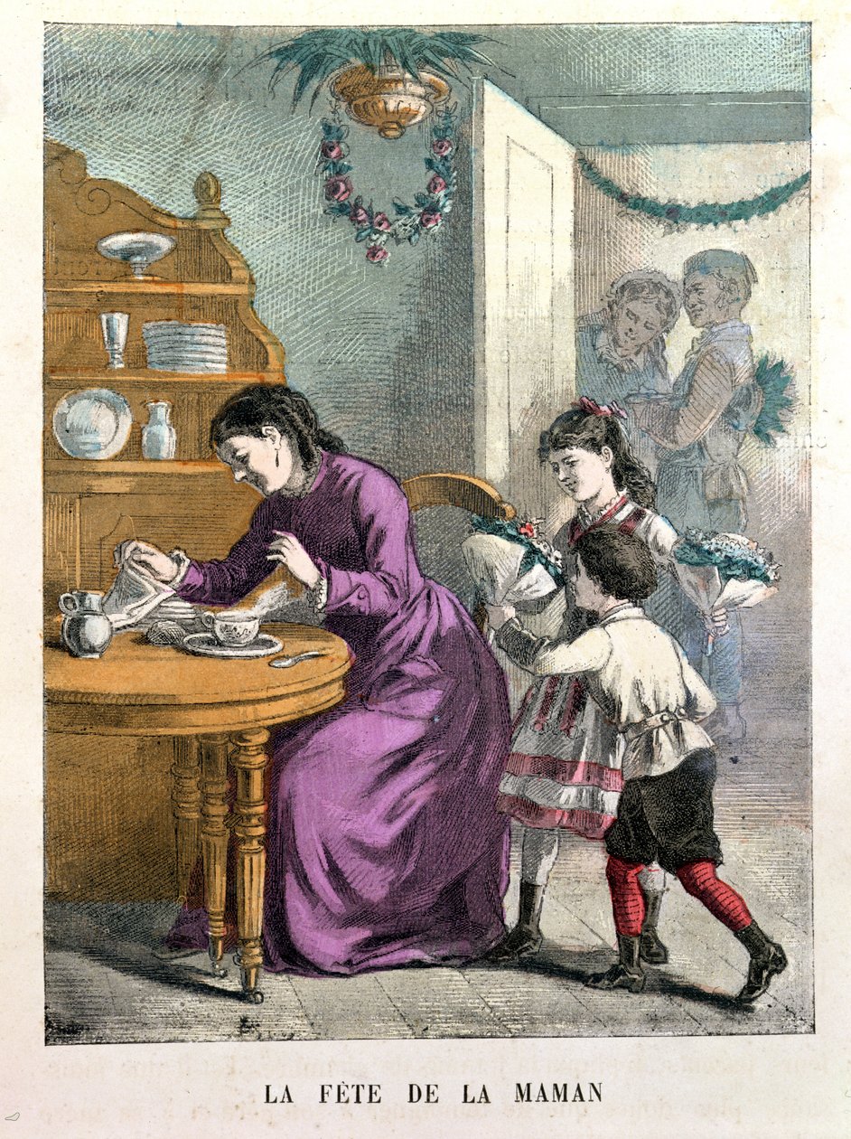 母亲节，美丽的日子和小儿童节的插图由A. des Tilleuls，19世纪末 作者 E.莫雷尔