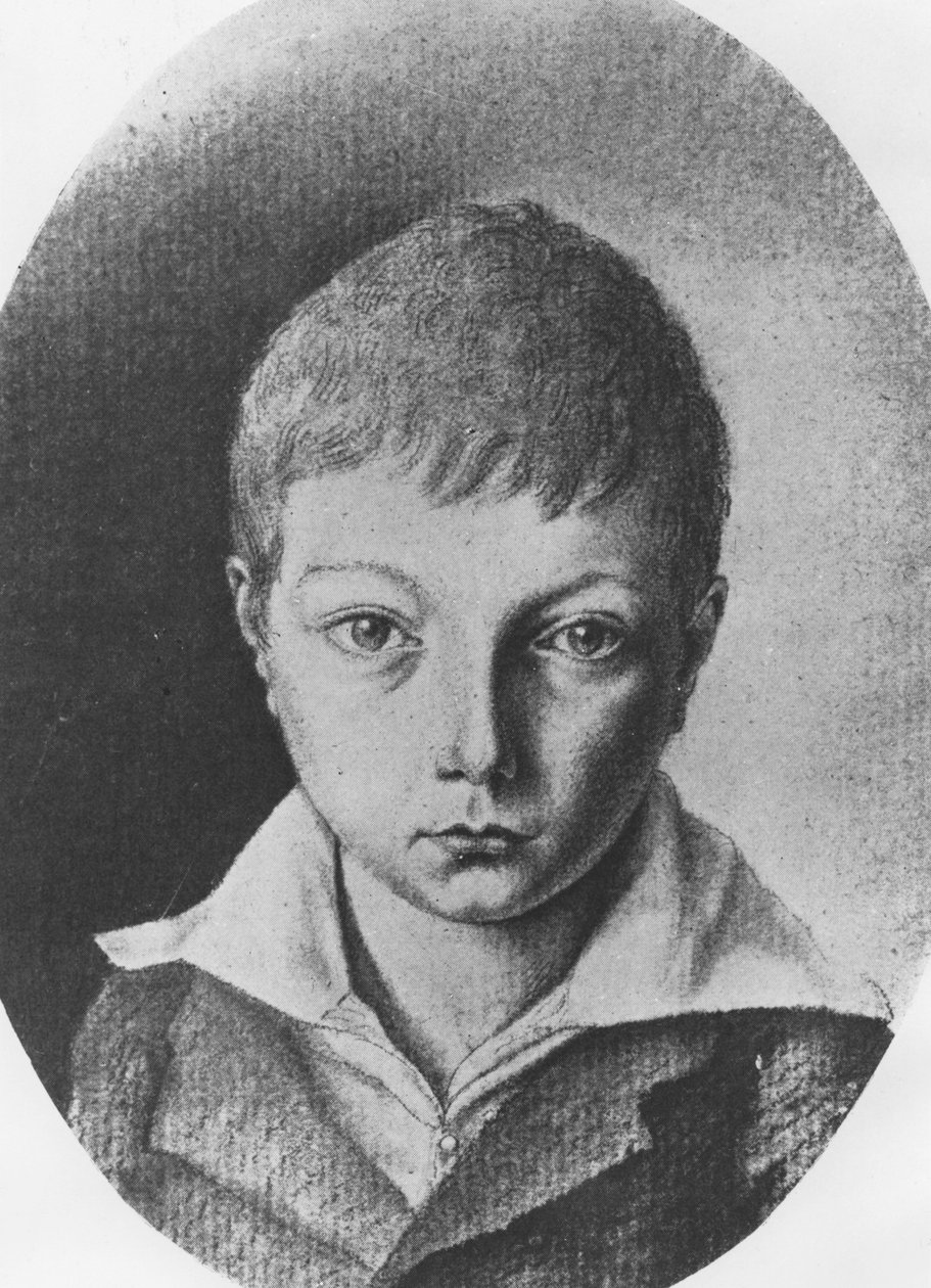 Charles Augustin Sainte-Beuve的肖像，9岁 作者 德邦妮埃