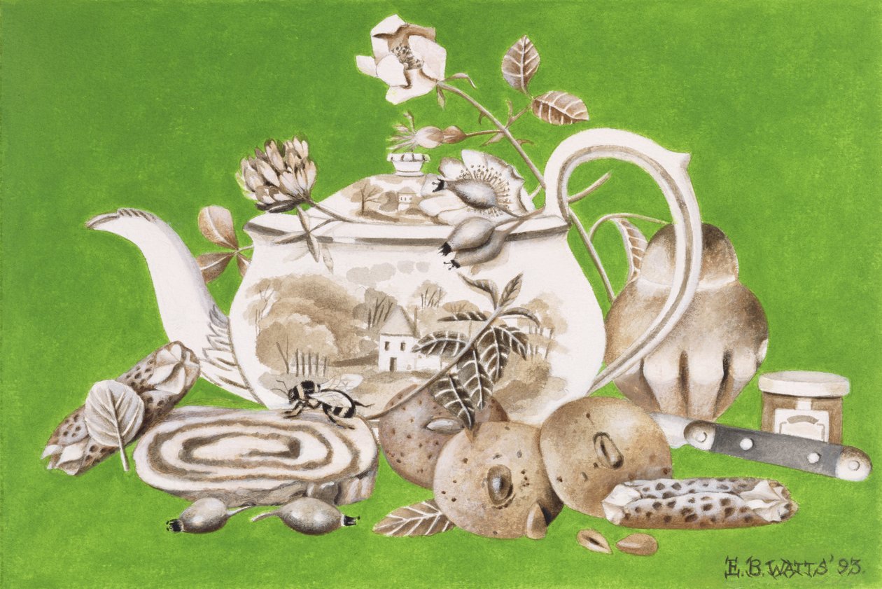 茶，1993年（纸上丙烯酸） 作者 EB瓦特
