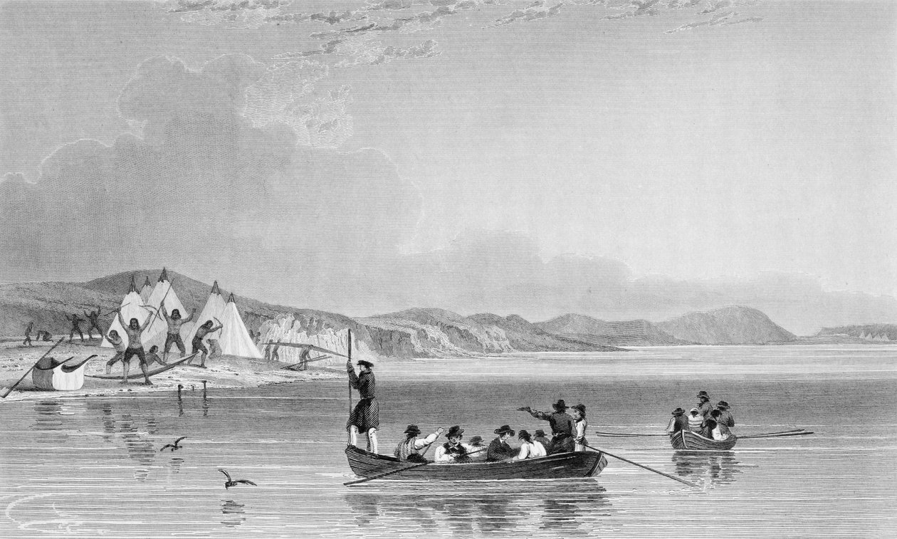 理查德岛上的Eskimaux营地，由约翰富兰克林爵士（1786-1847）于1825年至277年间的“第二次远征到极地海岸的叙事”，由爱德华芬登刻（1791-18） 作者 恩·肯德尔