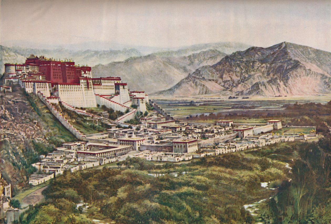 利哈萨斯红墙宫殿的皱着眉头，完美地坐落在其山丘上，c1935年 作者 ENA