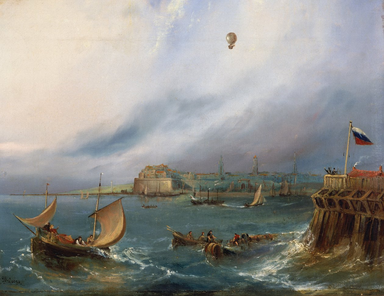 英国海峡的第一个气球渡口，1785年1月7日，1840年 作者 EW公鸡