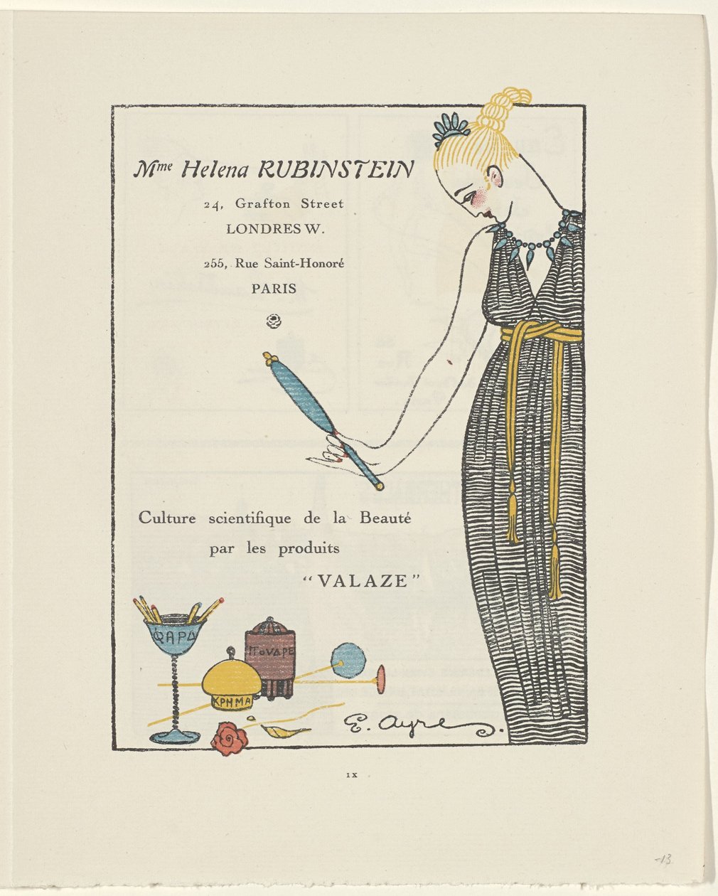 Gazette du Bon Ton》，1914 年 - 第 6 期，第 IX 页：海伦娜-鲁宾斯坦广告（物品上有标题） 作者 E.艾尔斯