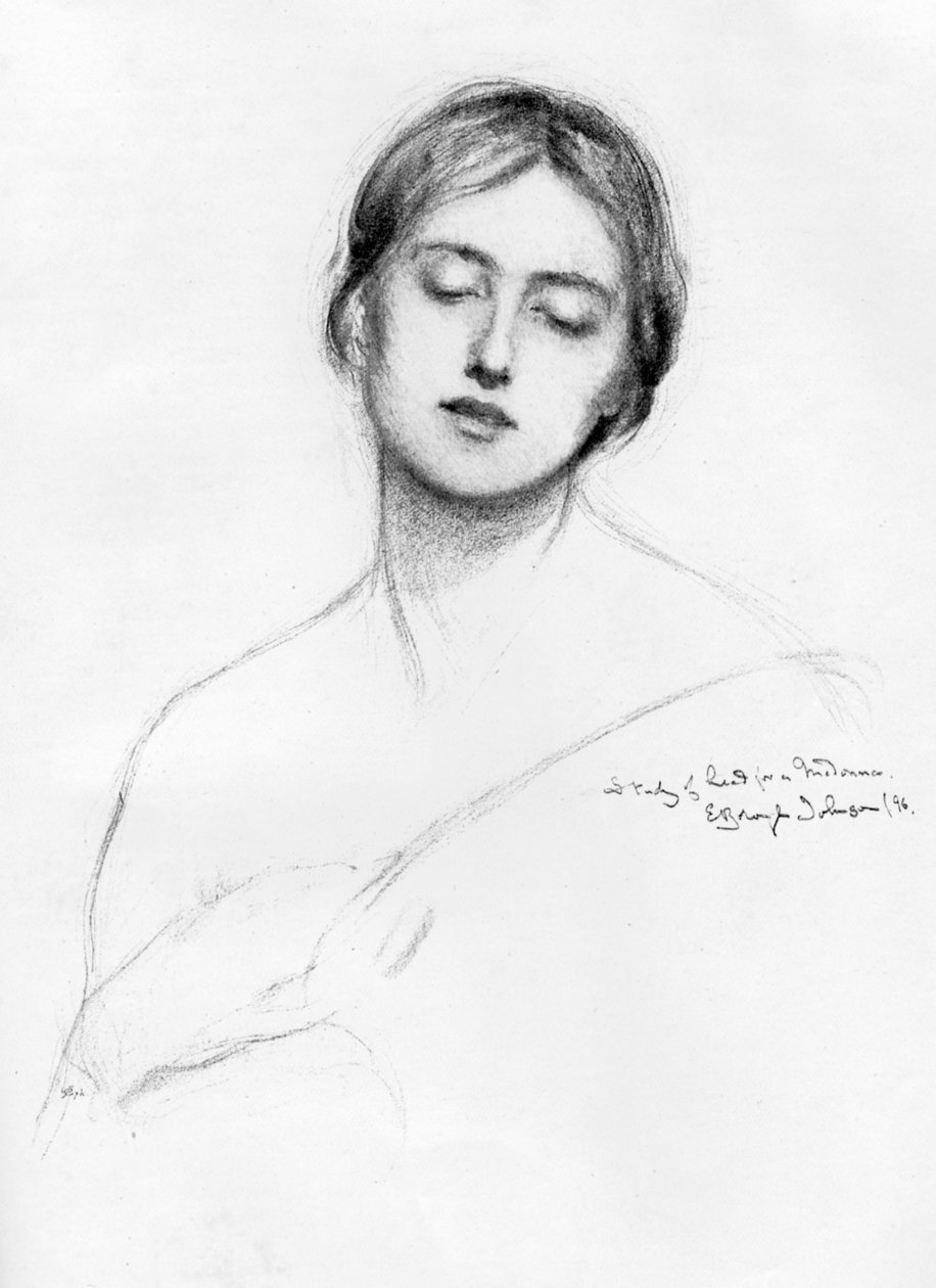 研究女性头像，1896年至1898年。 作者 E.博罗·约翰逊