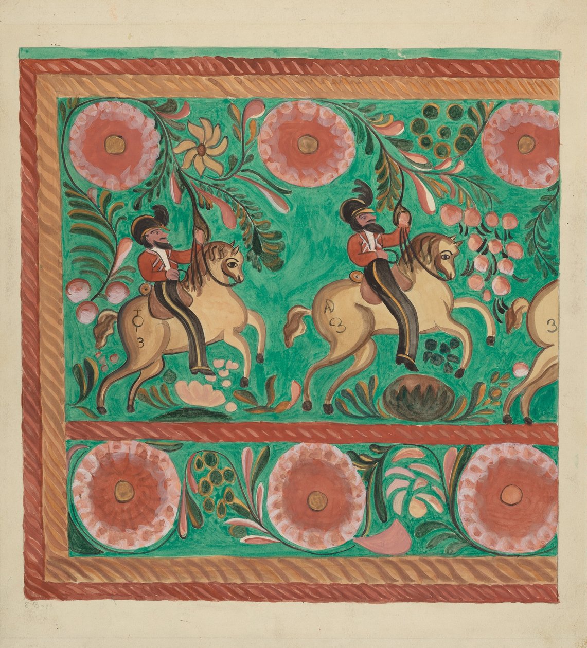 土生土长的松树的箱子，用油彩画的，1935-1942。 作者 E. 博伊德