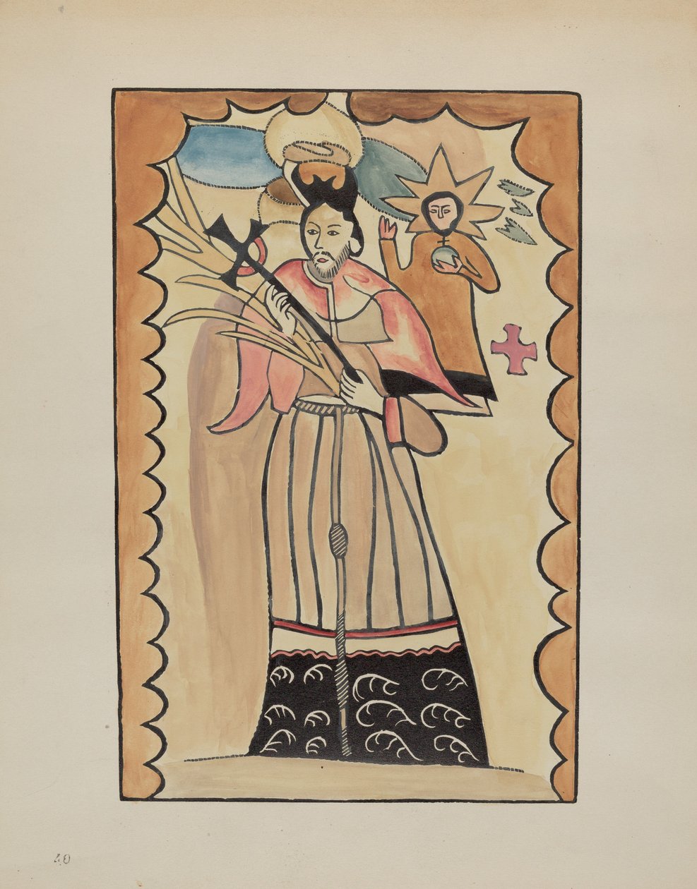 圣约翰-尼波穆森--1800年以前画在水牛皮上，1935-1942年。 作者 E. 博伊德