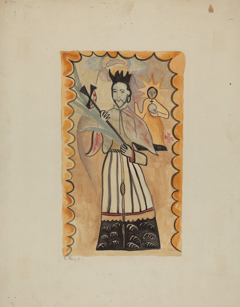 圣约翰-尼波穆森--1800年以前画在水牛皮上，1935-1942年。 作者 E. 博伊德