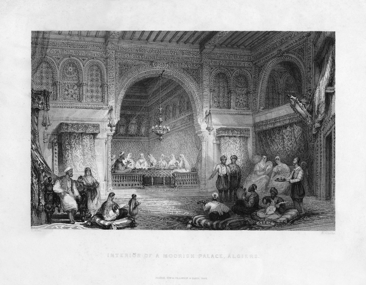 摩尔人宫殿的内部，阿尔及尔，阿尔及利亚，1839年 作者 查利斯