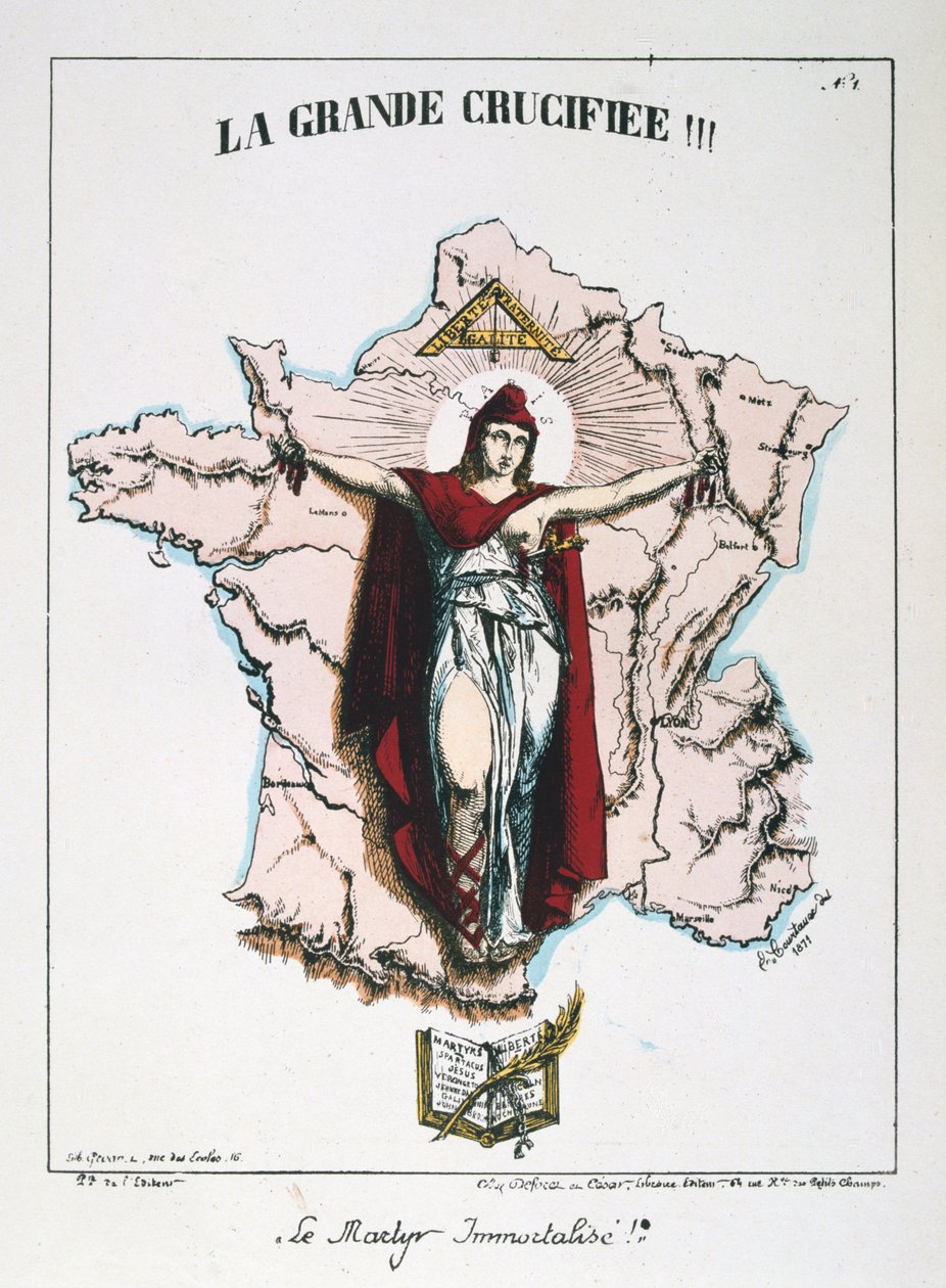 Le Martyr Immortalise !，法国共和党的寓言，1871年。 作者 E.考特克斯