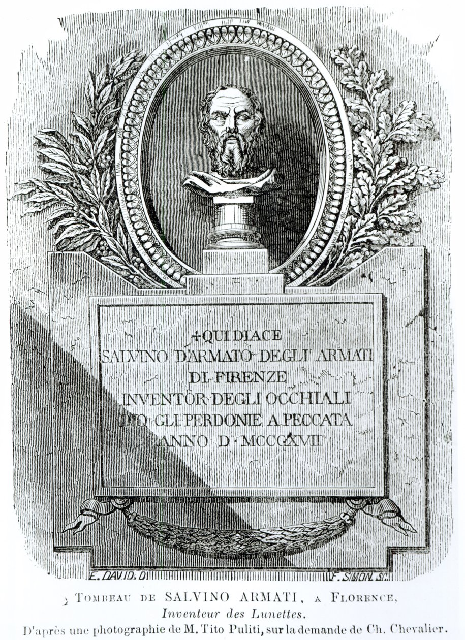 Salvino Armati之墓（第1317页），由F. Simon撰写，来自&39;Hygiene de la Vue&39;的正面，由Arthur Chevalier（1830-72）1861年 作者 大卫