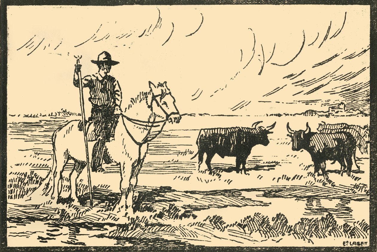 Paysage De Camargue - Camargue的景色"，约1920年代。 作者 拉格特