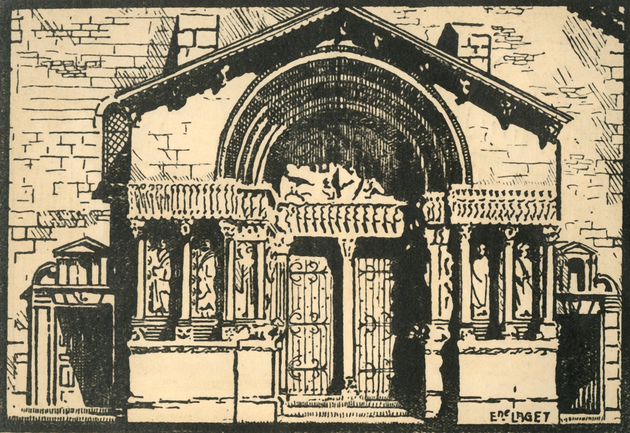 St-Trophime - Le Portail - St-Trophime教堂的入口》，约1920年代。 作者 拉格特