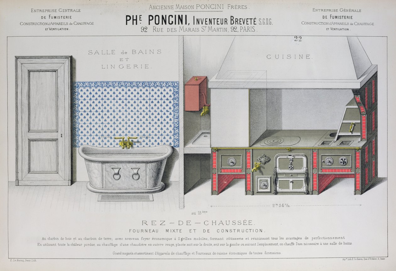 Kitchen and bathroom designs, illustration from the 