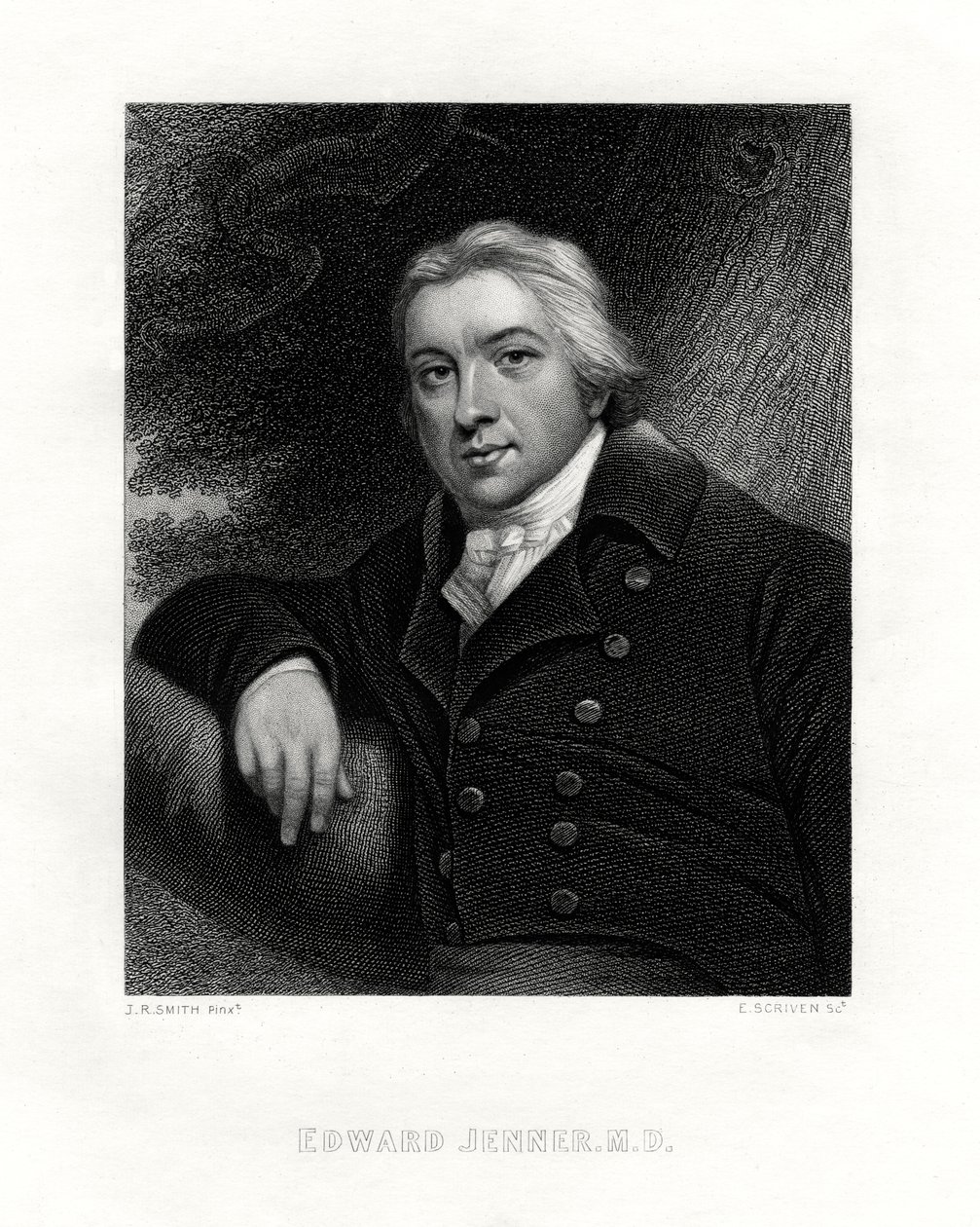 爱德华·詹纳（Edward Jenner），十九世纪的英国乡村医生。 作者 E.斯克里文