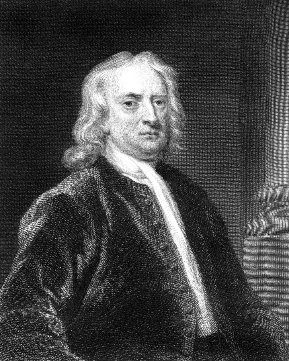 艾萨克·牛顿（Isaac Newton），英国数学家，天文学家和物理学家，1818年。 作者 E.斯克里文