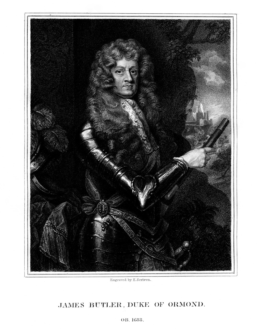 詹姆斯·巴特勒（James Butler），盎格鲁-爱尔兰政治家和士兵，奥蒙德第一公爵，1824年。 作者 E.斯克里文