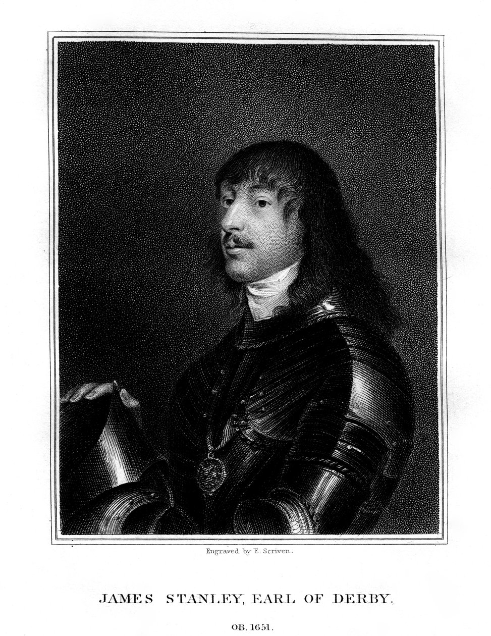 詹姆斯·斯坦利（James Stanley），德比第七伯爵，保皇党的支持者，1824年。 作者 E.斯克里文