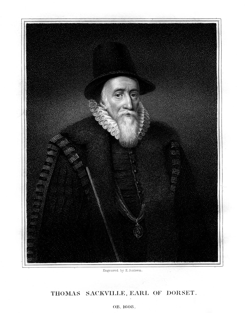 托马斯·萨克维尔（Thomas Sackville），多塞特郡第一伯爵，英国政治家和诗人，1824年。 作者 E.斯克里文