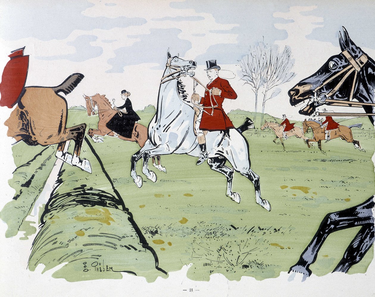 Horse-riding obstacle race - drawing by Thelem 作者 E.塞勒姆