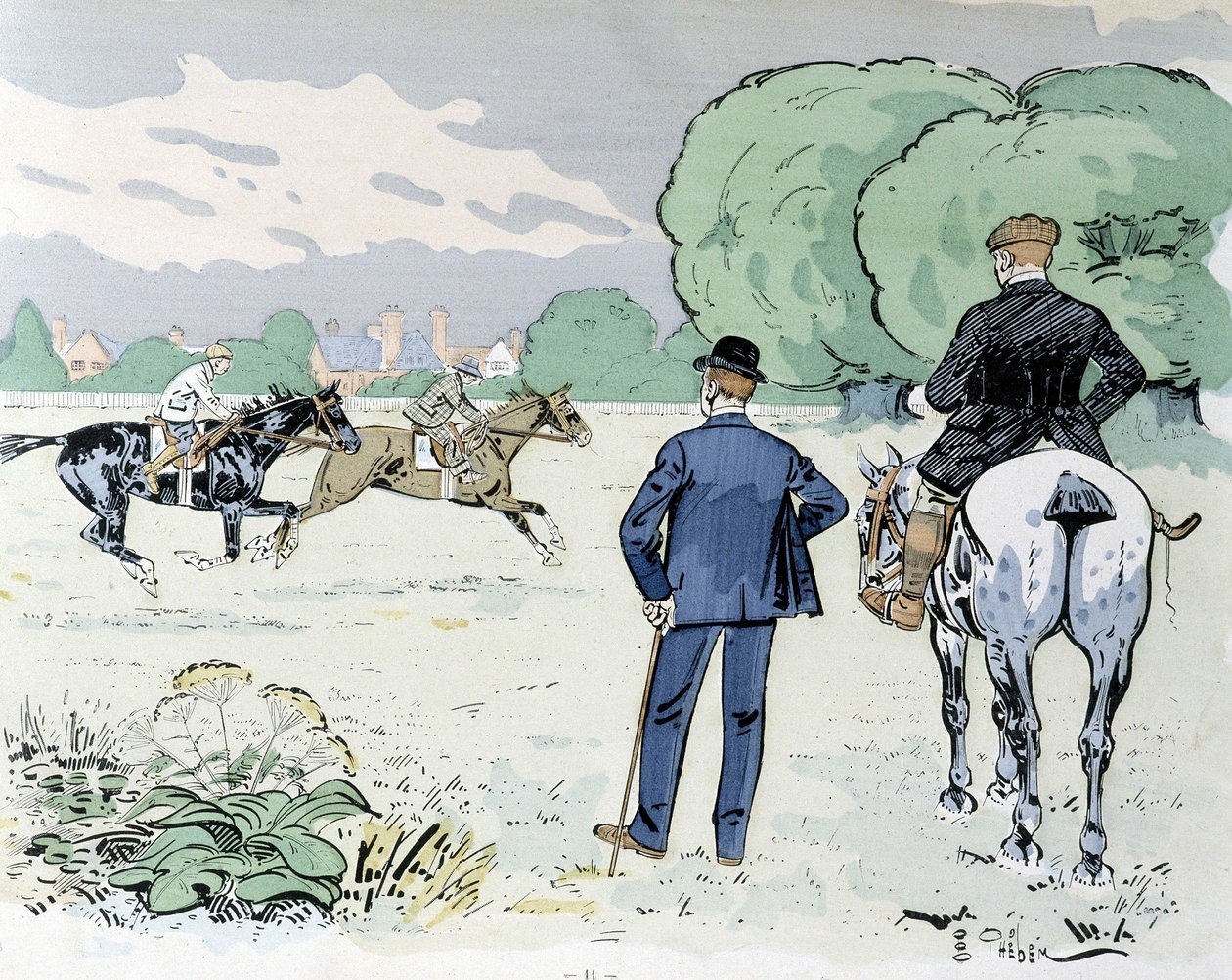 Horse riding - drawing by Thelem 作者 E.塞勒姆