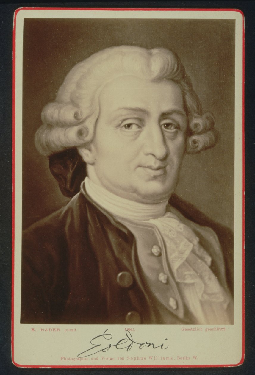 Carlo Goldoni的肖像（1707-93）（打印） 作者 E.哈德勒之后
