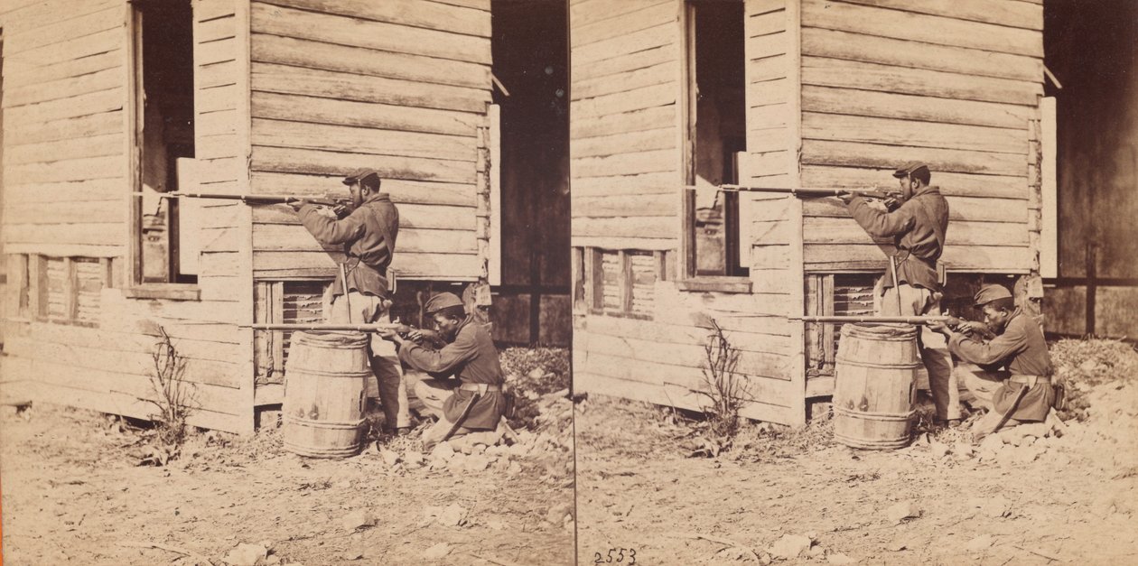 在荷兰峡谷附近执勤的有色人种纠察队》，1864年。 作者 E. 和 HT 安东尼